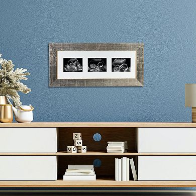 Rustic Farmhouse Sonogram Series Reclaimed Wood Picture Frame With 3 Openings For Sonogram Photos