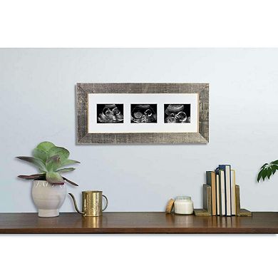 Rustic Farmhouse Sonogram Series Reclaimed Wood Picture Frame With 3 Openings For Sonogram Photos