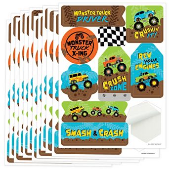 Big Dot Of Happiness Smash And Crash Monster Truck Party Favor Sticker 12 Sheets 120 Stickers