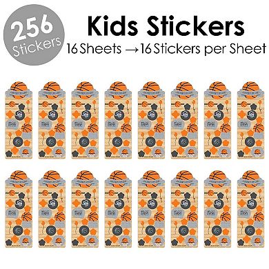 Big Dot Of Happiness Nothin' But Net Basketball Favor - Kids Stickers 16 Sheets 256 Stickers