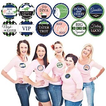 Big Dot Of Happiness Kentucky Horse Derby Race - Funny Name Tags Party Badges Sticker - 12 ct