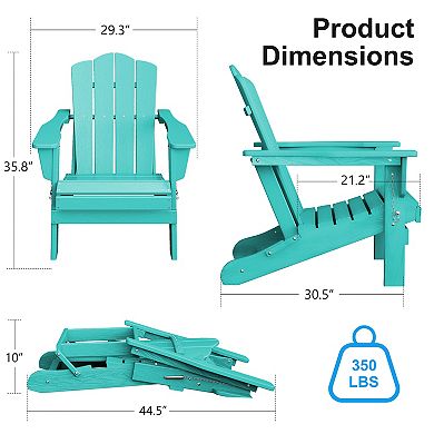 Folding Plastic  Adirondack Chair Weather Resistant Hdpe