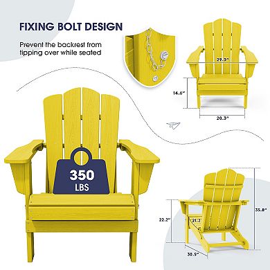 Folding Plastic  Adirondack Chair Weather Resistant Hdpe