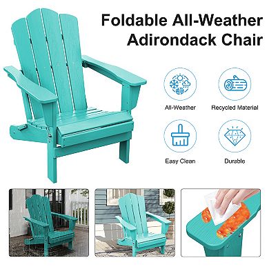 Folding Plastic  Adirondack Chair Weather Resistant Hdpe