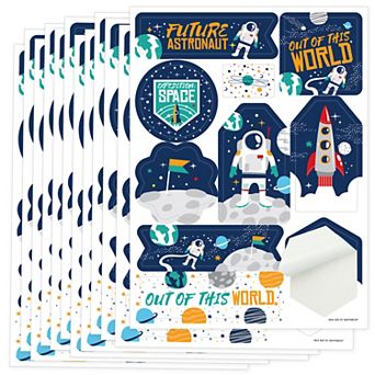 Big Dot Of Happiness Blast Off To Outer Space Party Favor Sticker 12 Sheets 120 Stickers