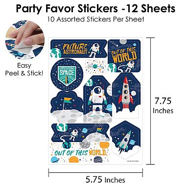 Big Dot Of Happiness Blast Off To Outer Space Party Favor Sticker 12 Sheets 120 Stickers