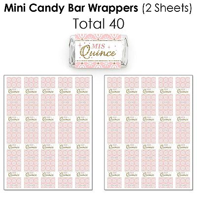 Mis Quince Anos Candy Guessing Game - Sweet 15 Birthday Party Game With 1 Stand & 40 Cards - Quinceanera Party Activity