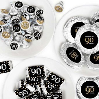 Big Dot Of Happiness Adult 90th Birthday Gold - Birthday Party Candy Favor Sticker Kit 304 pc