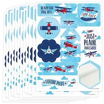 Big Dot Of Happiness Taking Flight Airplane Party Favor Sticker 12 Sheets 120 Stickers
