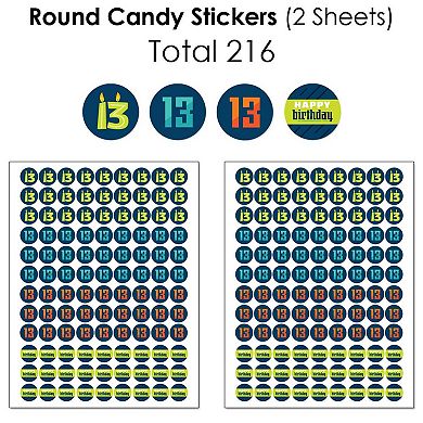 Big Dot Of Happiness Boy 13th Birthday Official Teenager Party Candy Favor Sticker Kit 304 Pc