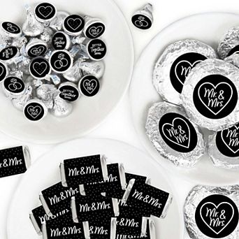 Big Dot Of Happiness Mr. & Mrs. - Black & White Wedding Party Candy Favor Sticker Kit 304 pc