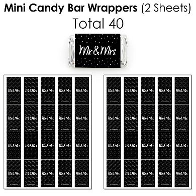 Big Dot Of Happiness Mr. & Mrs. - Black & White Wedding Party Candy Favor Sticker Kit 304 Pc