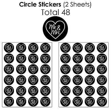 Big Dot Of Happiness Mr. & Mrs. - Black & White Wedding Party Candy Favor Sticker Kit 304 Pc