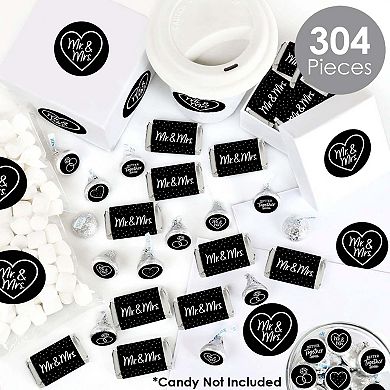 Big Dot Of Happiness Mr. & Mrs. - Black & White Wedding Party Candy Favor Sticker Kit 304 Pc