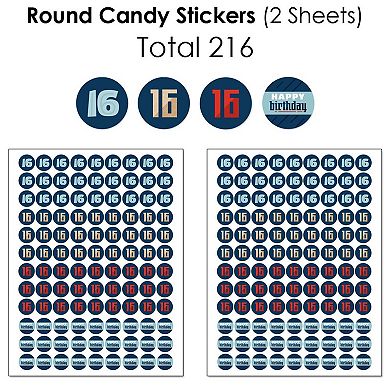 Big Dot Of Happiness Boy 16th Birthday - Sweet Sixteen Party Candy Favor Sticker Kit - 304 Pc