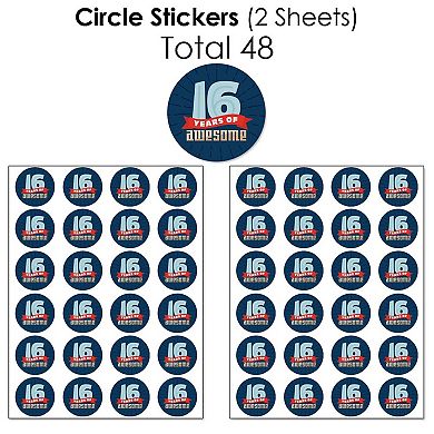 Big Dot Of Happiness Boy 16th Birthday - Sweet Sixteen Party Candy Favor Sticker Kit - 304 Pc