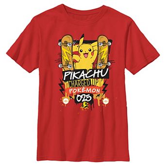 Boys 4-7 Pokemon Pikachu Charged Up Skateboards Tee