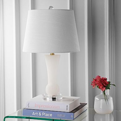 Eliza 23" Transitional Modern Alabaster/Crystal LED Table Lamp