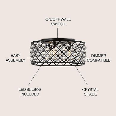 Gabrielle Metal/crystal Led Flush Mount Ceiling Light