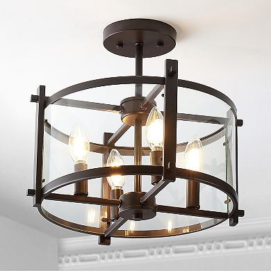 Hampdon Iron/glass Modern Drum Led Flush Mount