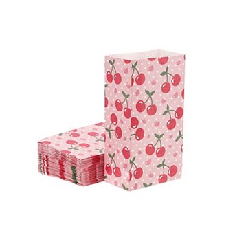 4.8x3x9.1 Inch Paper Gift Bag, Cherry Storage Bag For Party Favor, 50 Pack