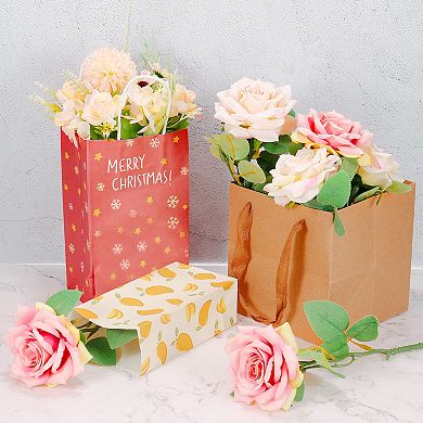 3.8x2.2x7.1 Inch Paper Gift Bag, Pink Flower Storage Bag For Party Favor, 50 Pack