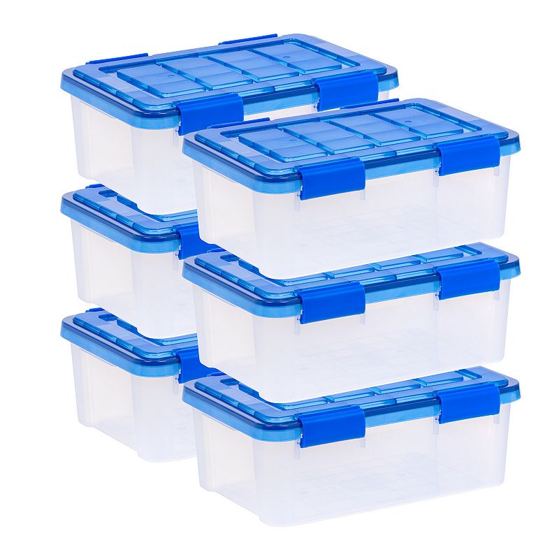 IRIS 16qt 6pk WeatherPro Plastic Storage Bin