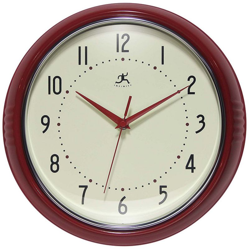Infinity Instruments Retro Round Wall Clock, Red
