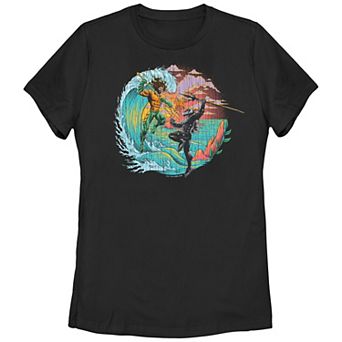 Juniors' Aquaman And The Lost Kingdom Fight By The Volcano Graphic Tee
