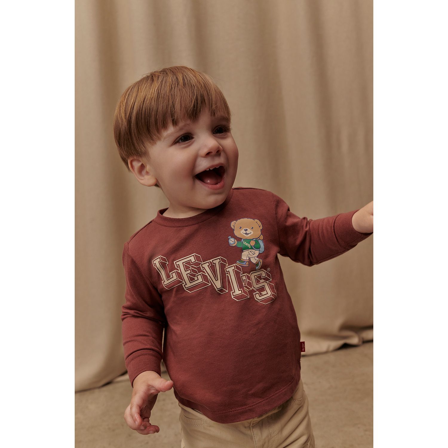 T-shirt Manches Longues Levi's Kids En Coton Bio Pour Bébé Garçon - Col Et Poignets Revers, Logo Sur La Poitrine - 11