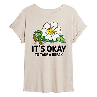 Juniors' It's Okay To Take A Break Oversized Tee