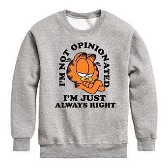 Boys 8-20 Garfield Always Right Fleece Sweatshirt