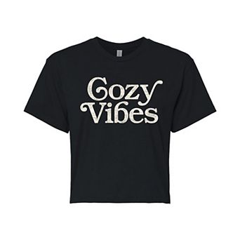 Juniors' Cozy Vibes Cropped Tee