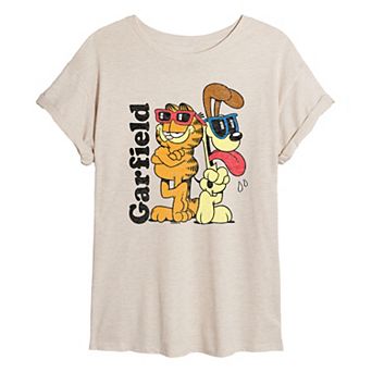 Juniors' Garfield & Odie Sunglasses Oversized Tee