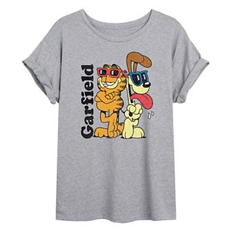 Juniors' Garfield & Odie Sunglasses Oversized Tee