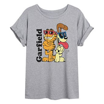 Juniors' Garfield & Odie Sunglasses Oversized Tee