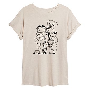 Juniors' Garfield & Odie Oversized Tee