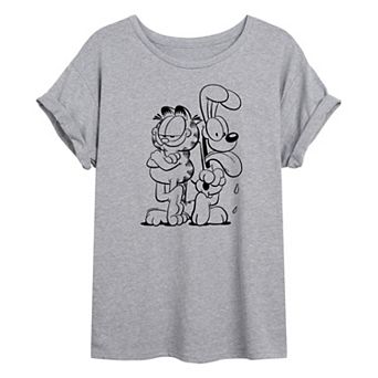 Juniors' Garfield & Odie Oversized Tee