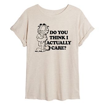 Juniors' Garfield Do You Think I Care Oversized Tee