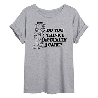 Juniors' Garfield Do You Think I Care Oversized Tee