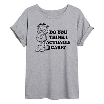 Juniors' Garfield Do You Think I Care Oversized Tee
