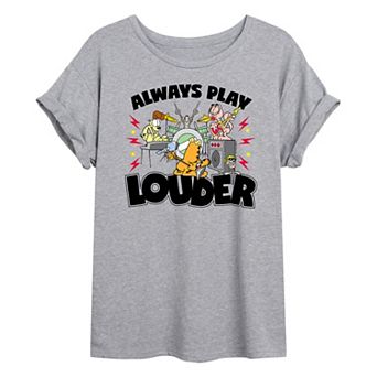 Juniors' Garfield Always Play Louder Oversized Tee