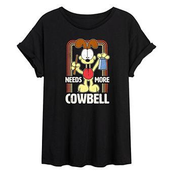 Juniors' Garfield Odie Cowbell Oversized Tee