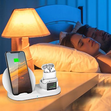 Wireless Charger - 10w Fast Charging Station - For Iphone, Apple Watch Series 1-5