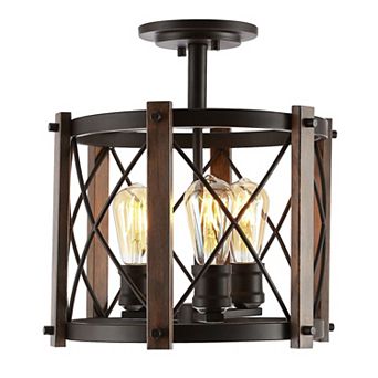 Ferme Iron Rustic Farmhouse Led Flush Mount
