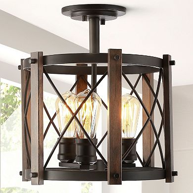 Ferme Iron Rustic Farmhouse Led Flush Mount