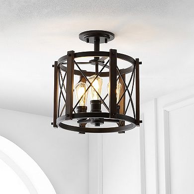 Ferme Iron Rustic Farmhouse Led Flush Mount