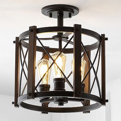 Ferme Iron Rustic Farmhouse Led Flush Mount