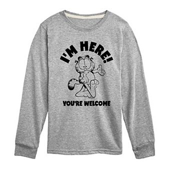 Boys 8-20 Garfield I'm Here You're Welcome Long Sleeve Graphic Tee