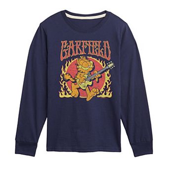 Boys 8-20 Garfield Rock Flames Long Sleeve Graphic Tee
